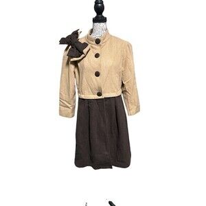 Ryu Womans Large Beige Ruffle Tulle Dress Jacket With Bow Retro Twee Cl…‎
